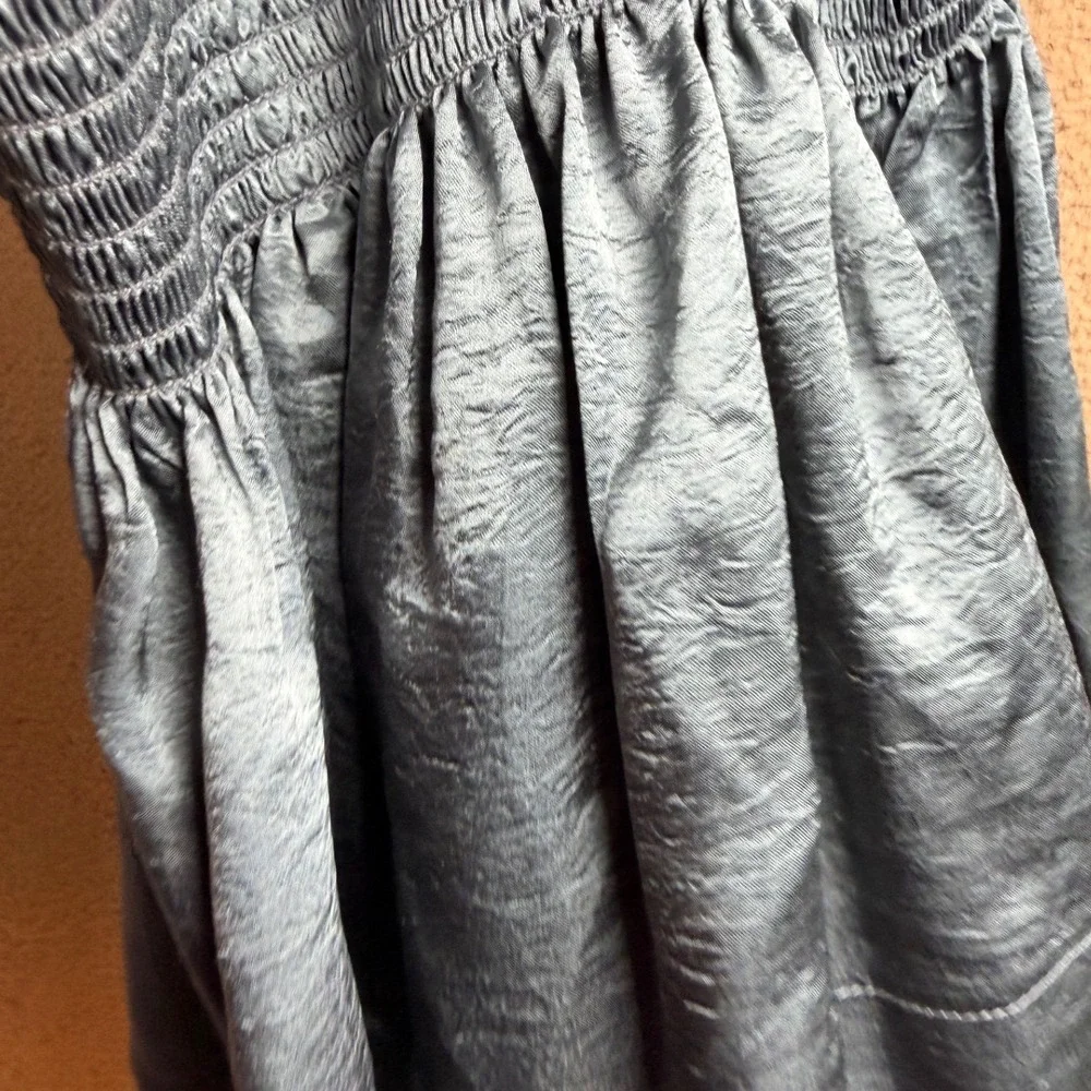 KOCH‎ Erica Steel Gloss Metallic Smocked Mini Skort Size M Made in USA